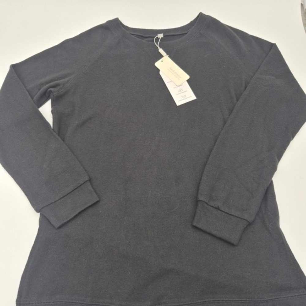 Aokosor Womens Black Crewneck Sweatshirt Raglan Long Sleeve Pullover Small NWT